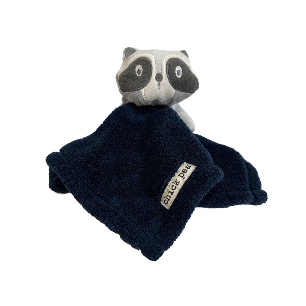 Chick Pea Baby Navy Blue Grey Racoon Plush Fleece Security Blanket Lovey Plush